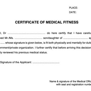 Buy Medical Fitness Certificate Online | Medical fitness certificate for employment online