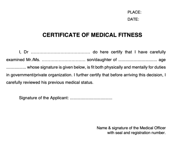 Buy Medical Fitness Certificate Online | Medical fitness certificate for employment online